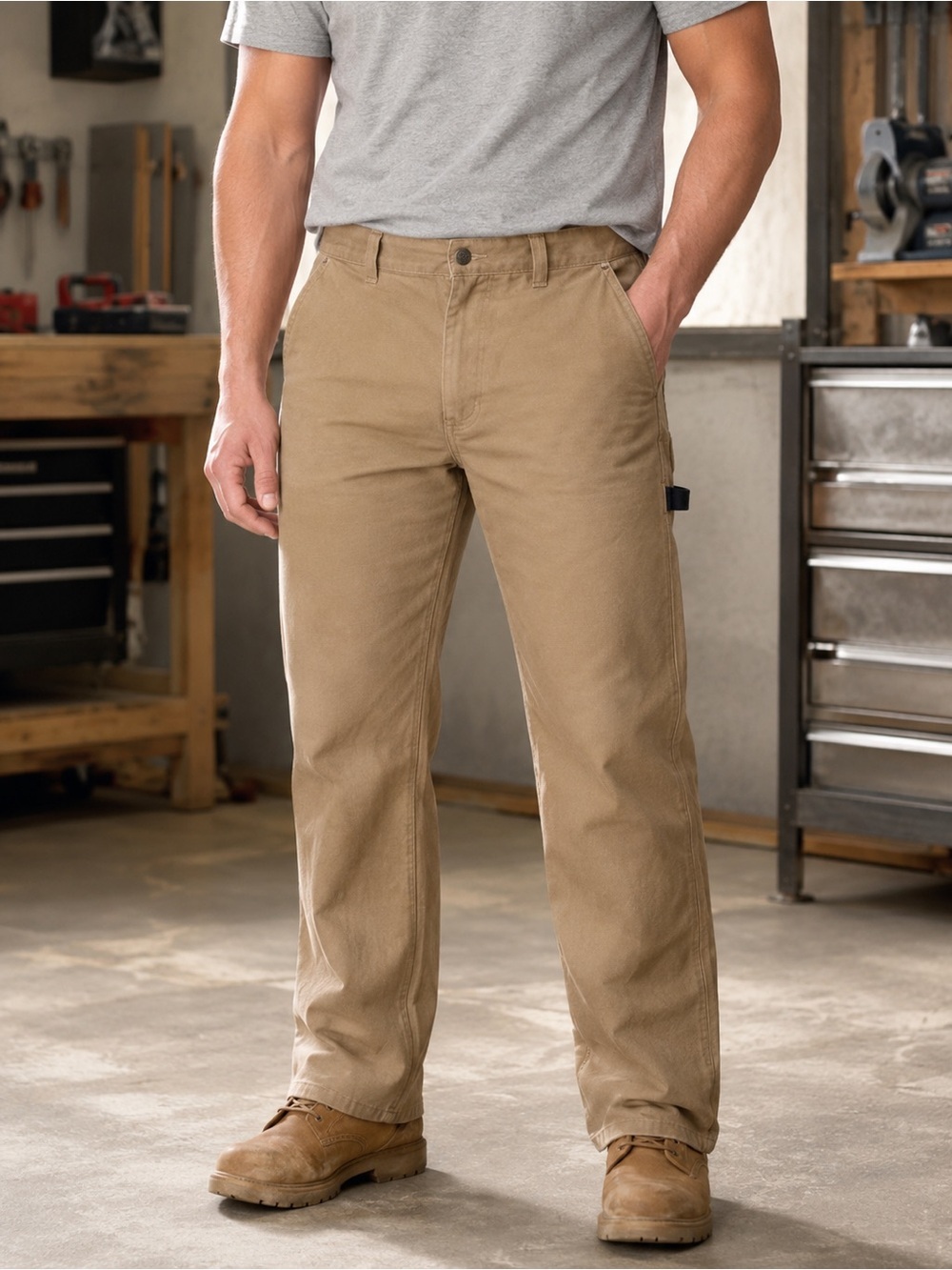 Duluth 40 Grit Flex Twill Carpenter Pants Tan Men’s 42x30 Standard Fit Workwear